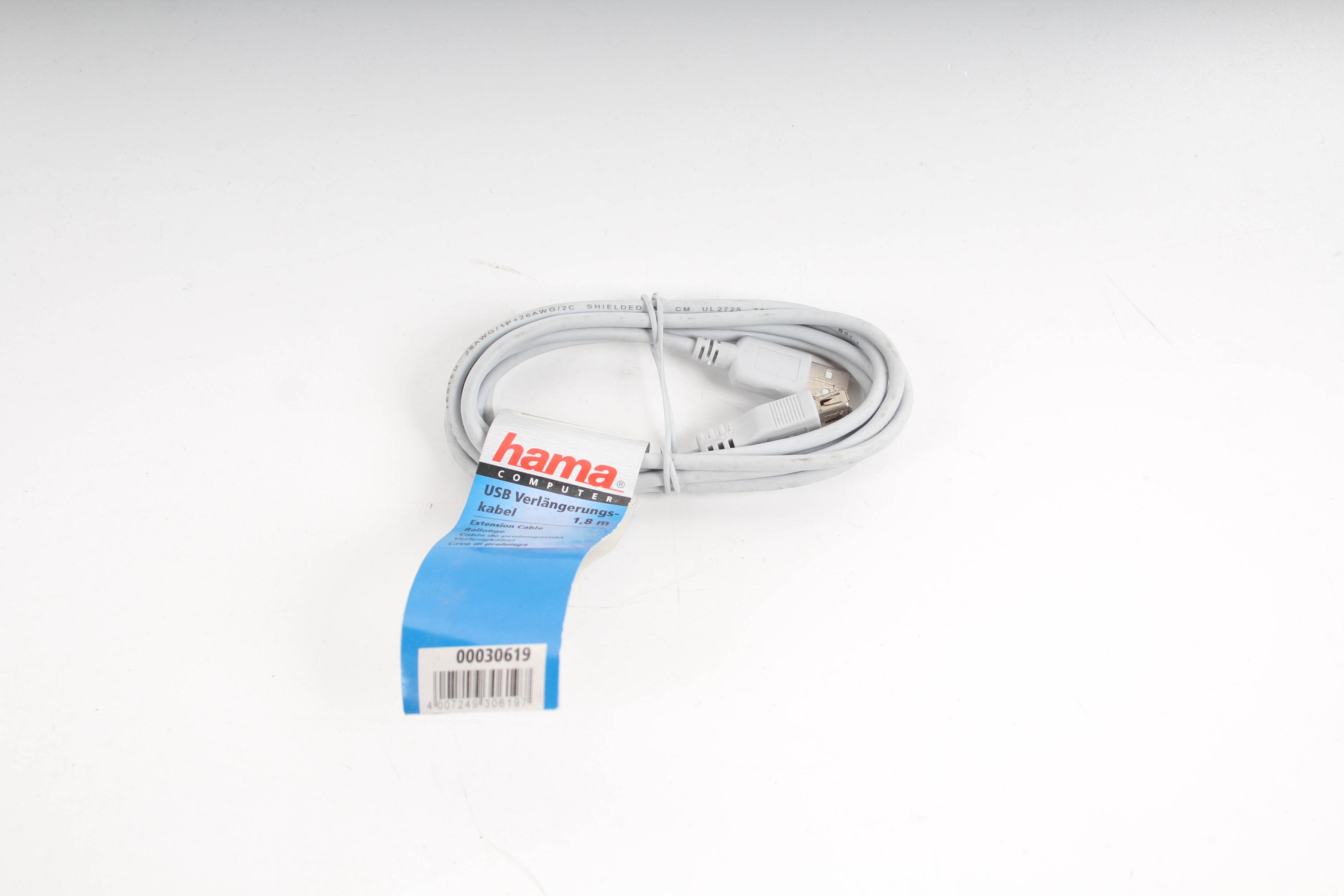 Hama USB Verlängerungskabel A-Stecker - A-Kupplung, 1.8 m Grau USB Kabel
