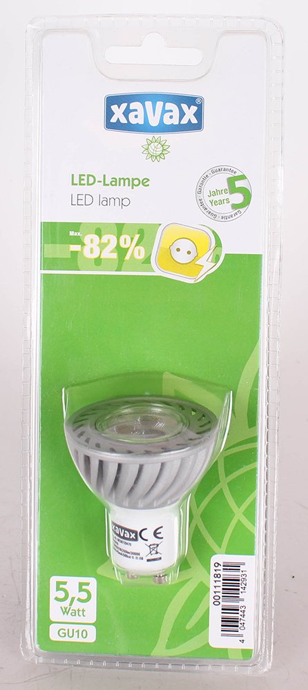 2 x lampe LED Xavax GU 10 5,5 W réflecteur blanc chaud EEK A