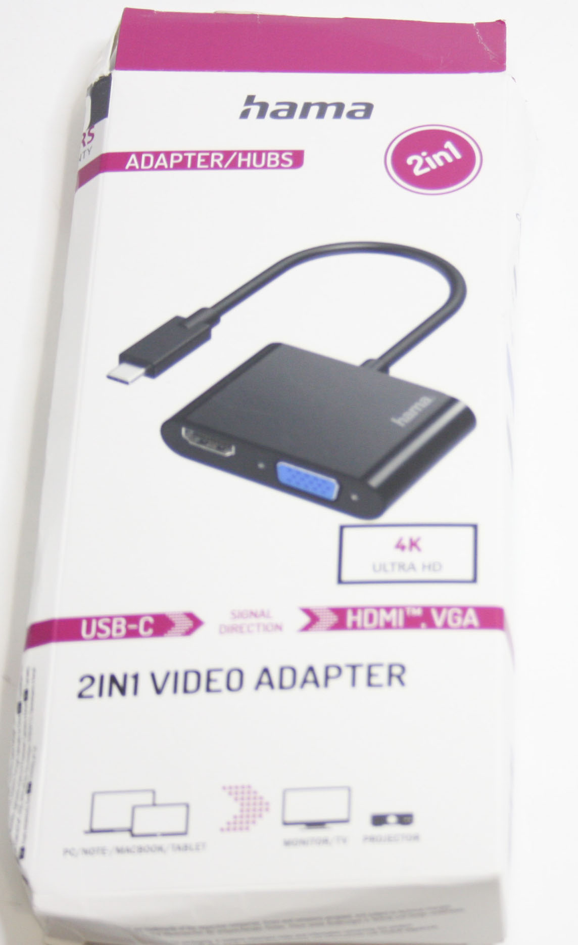 Hama USB C VGA Adattatore HDMI 4K Ultra HD, Full HD 1080p 2in1 Adattatore USB C HDMI