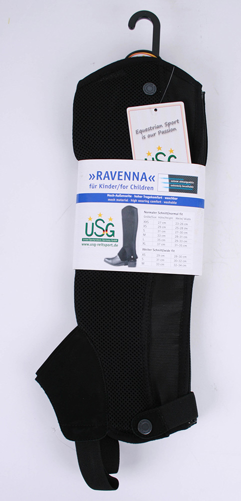 USG Mesh Mini Chaps Ravenna für Kinder normaler Schnitt Schwarz XL 37 cm